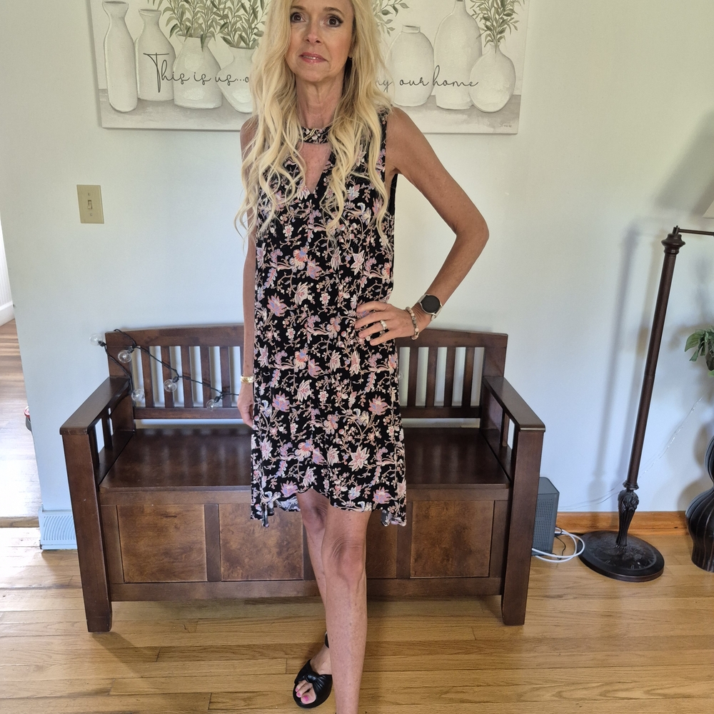 Alya Black and Pink Floral Mini Dress